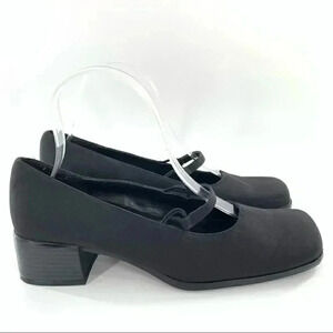 Mootsies Tootsies Janet heels size 7 black satin vintage square toe Y2k 90s